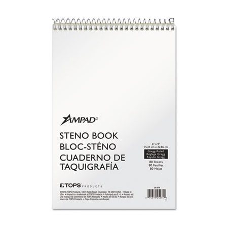 Ampad/ Of Amercn Pd&Ppr Ampad, STENO BOOKS, GREGG RULE, TAN COVER, 6 X 9, 80 GREEN TINT SHEETS 25274